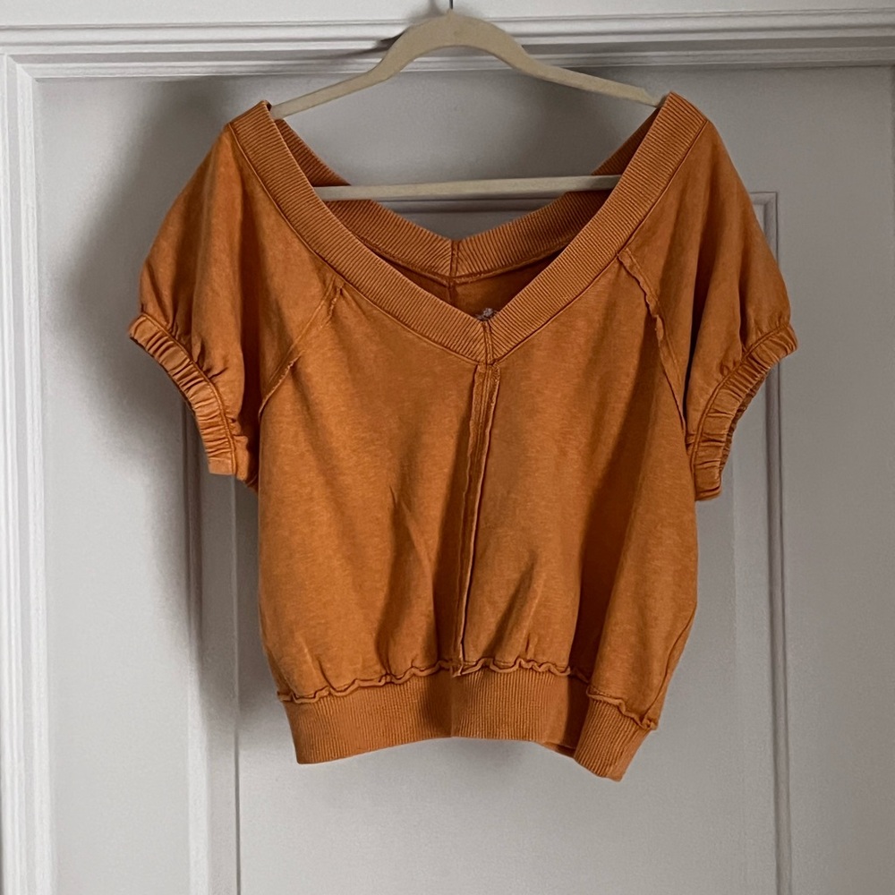 Women's Orange V-Neck Top